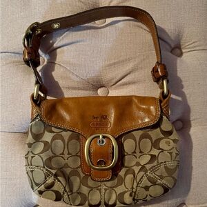 Coach Tan and Brown Shoulder Bag